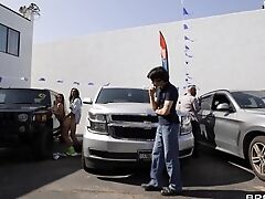 Sexy Huge-chested Asian Cougar Came In The Car Salon For A Test Drive But Ended Up Railing Dicks